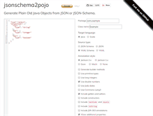 Tablet Screenshot of jsonschema2pojo.org